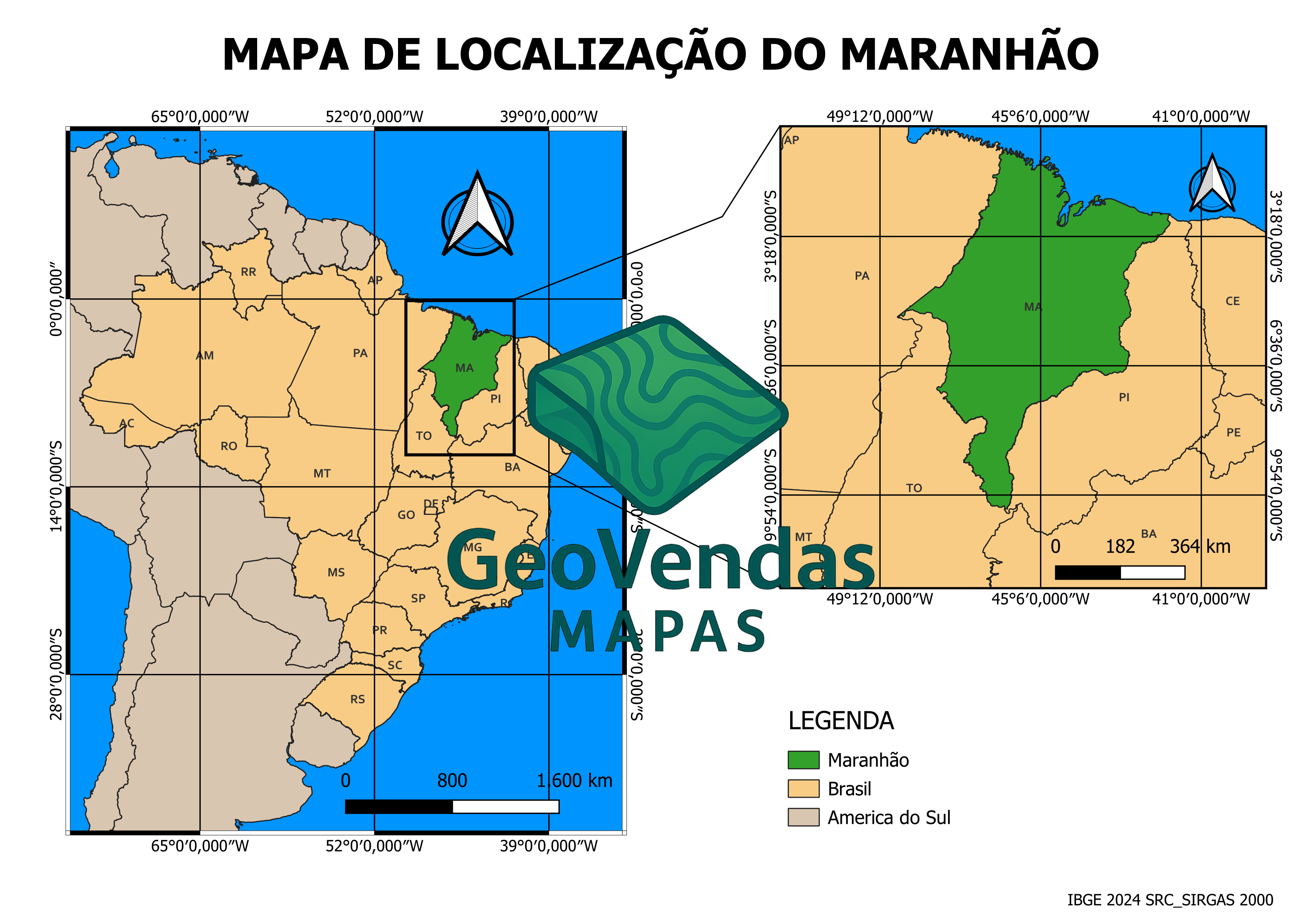 Mapa de localização do Maranhão